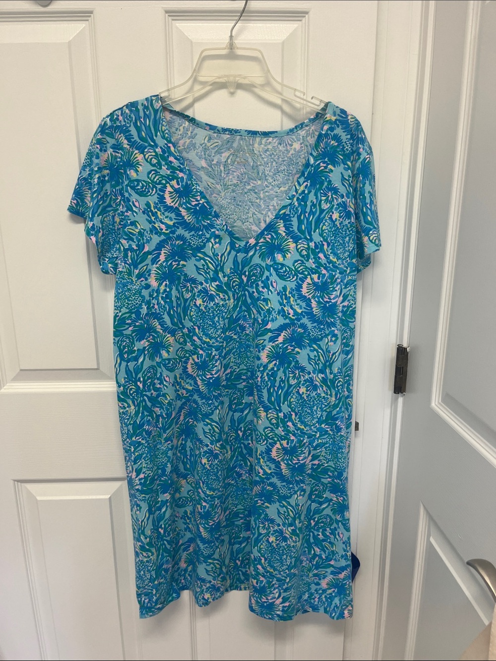 Lilly Pulitzer Aqua and Pink Floral Print Top